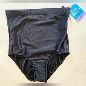 SWIM SOLUTIONS Black High Waist Swim Bottoms, NWT